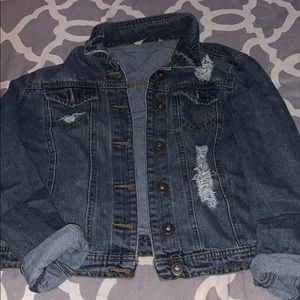 Distressed jean jacket